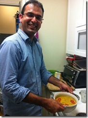 Jamil - one of our couchsurfers - making dinner